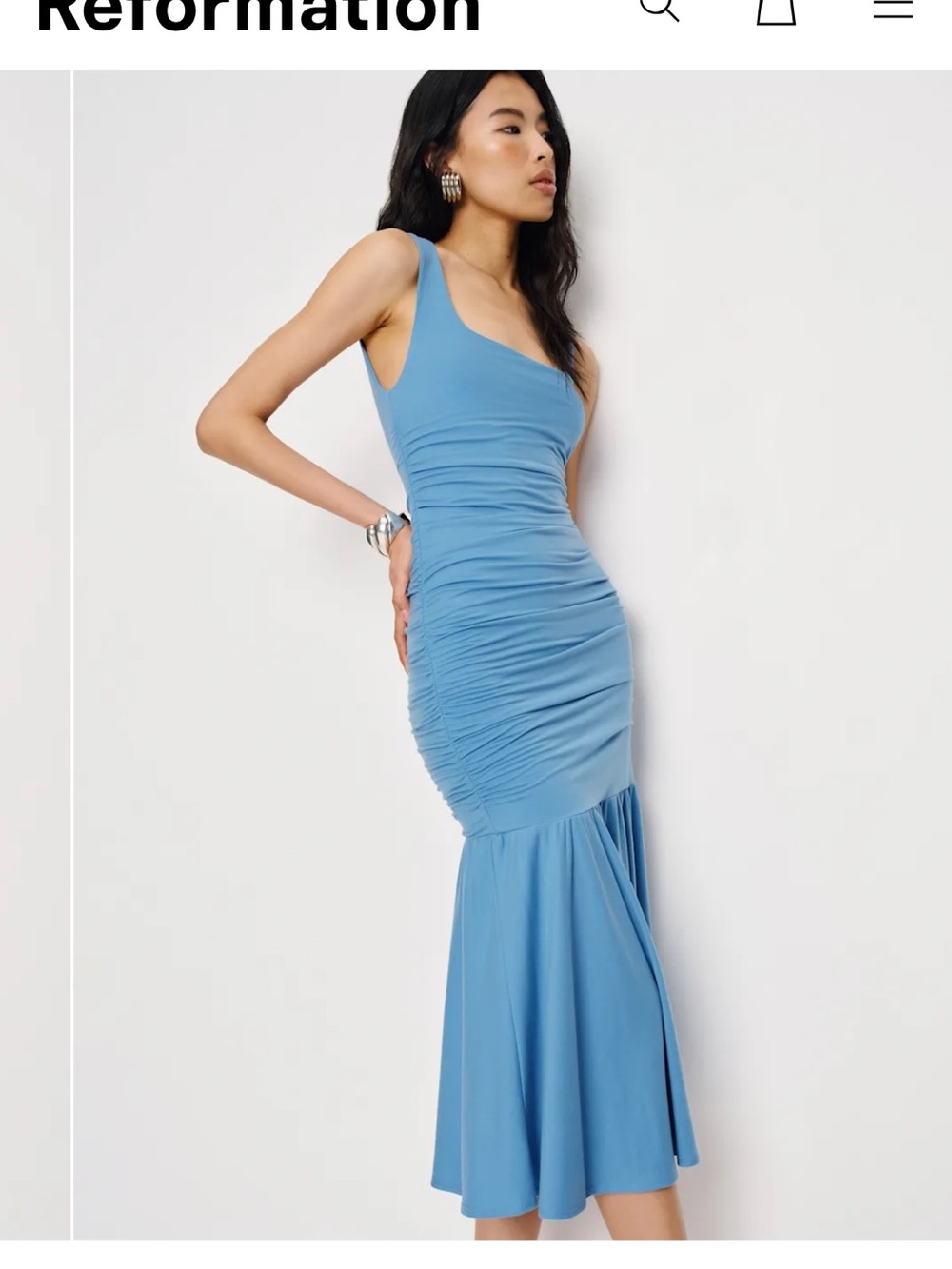 Reformation Kayla Knit Dress in Capri Blue - Picture 2 of 12